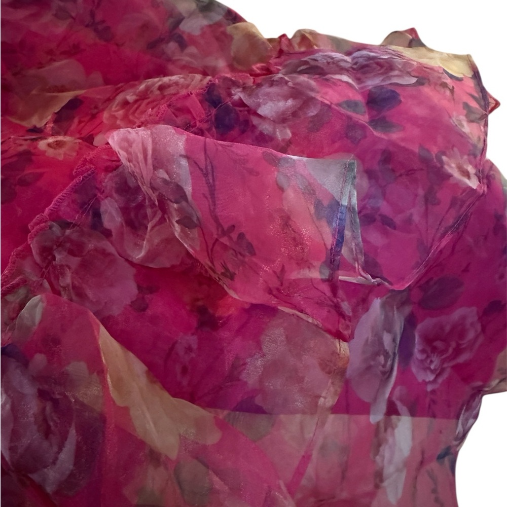 Floral Pink Ruffle Maxi Skirt - Picture 6 of 14